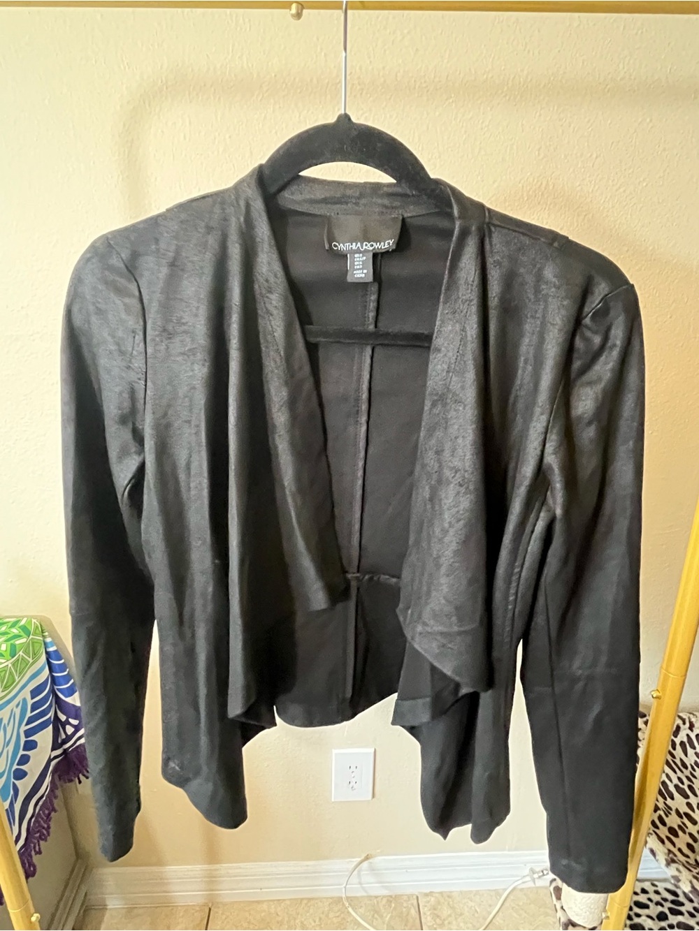 Cynthia Rowley Black Waterfall Open-Front Blazer